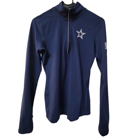 Nike NFL Dallas Cowboys Dri Fit Pullover with Thumb holes. Blue Size Small Zip. - Picture 1 of 6